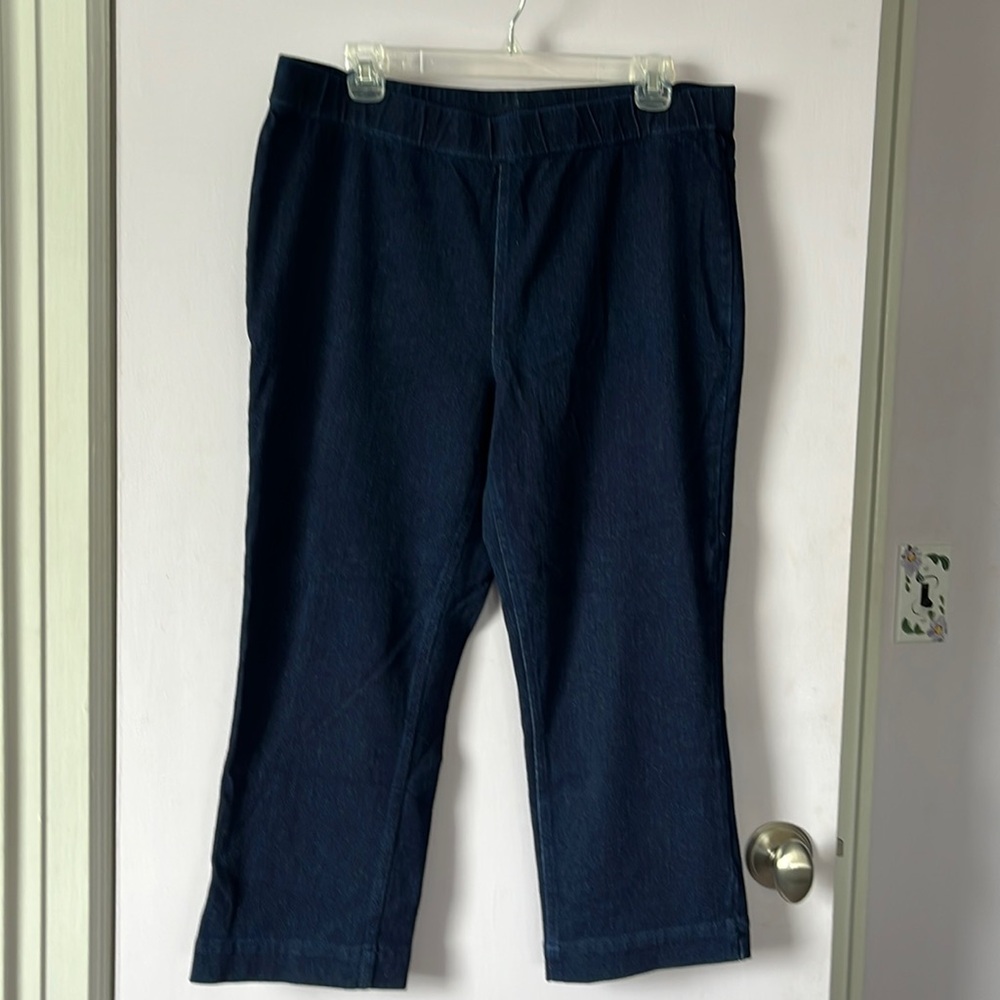 ISAAC MIZRAHI- beautiful deep indigo, blue Jean elastic waist pants, size 14